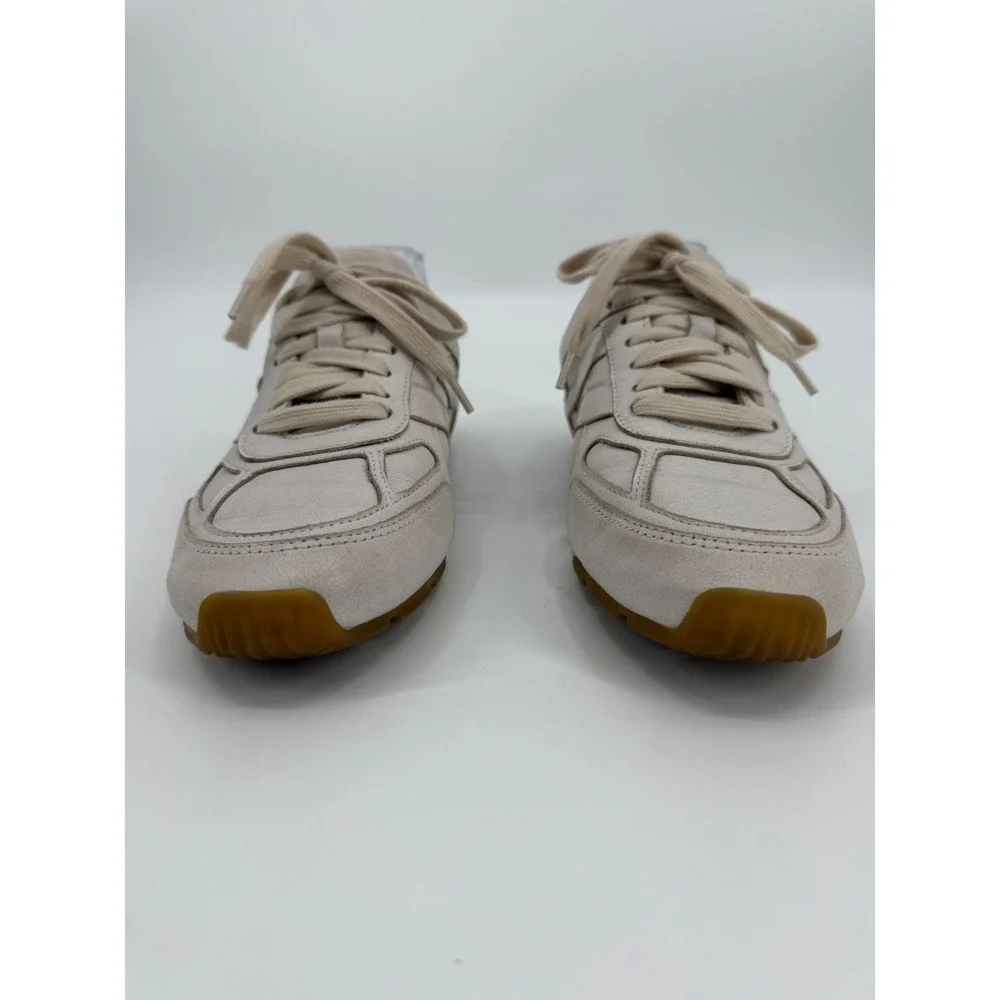 Vince Leather Low Top Sneakers Cream Off White Gum Sole Lace Up Trainers